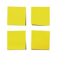Yellow Blank Memo Sticky Notes Paper with shadow isolated on white background with clipping path. Simple Square Geometry form. photo