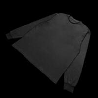 Blank black long sleeve t shirt front and back mockup, isolated on clean background with clipping path. Long sleeve flatlay Template for design and print. photo
