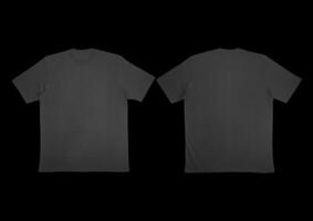 Blank t-shirt black template front and back view on clean background. Short Sleeve mock-up photo