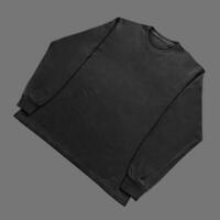 Blank black long sleeve t shirt front and back mockup, isolated on clean background with clipping path. Long sleeve flatlay Template for design and print. photo
