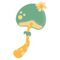 A cartoon mushroom with a flower on it vector