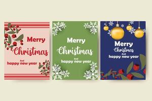 Set of Christmas and Happy New Year cards. Flower and leaf card template. Retro and trendy style. greeting card design elements vector