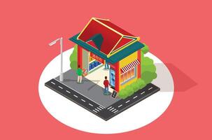 Isometric Illustration of Chinese Traditional Classic Building and Living House, Suitable for Diagrams, Infographics, Game Asset, And Other Graphic Related Assets vector