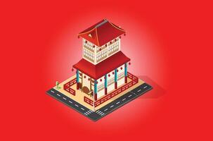 Isometric Illustration of Chinese Traditional Classic Temple Building , Suitable for Diagrams, Infographics, Game Asset, And Other Graphic Related Assets vector