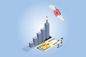 Isometric goal and target achievement concept. Hope to success in business, Suitable for Diagrams, Infographics, Book Illustration, Game Asset, And Other Graphic Related Assets vector