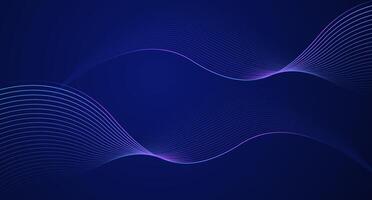 Abstract background, dynamic wavy lines in dark blue background, suitable for presentations, banners, posters, brochures and advertising flyers. vector