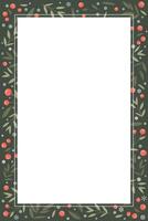 Merry Christmas vertical frame with holly berry and snowflake background graphic illustration template have blank space. vector