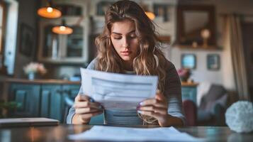 Woman tearing up debt collection letters, freedom from debt concept photo