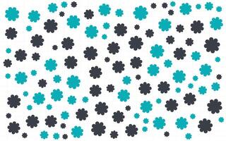 A pattern of black and teal flowers on a white background vector