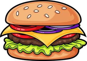 Cheeseburger Design - Ready to Eat - Illustration of a hamburger illustration vector