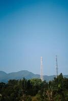 Clear morning view of Mount Gede with bright clouds, showcasing the majestic landscape under a vibrant sky photo