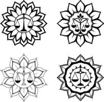 Four zodiac symbols in a flower pattern vector