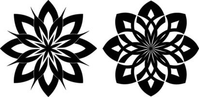 Two black and white designs of flowers vector