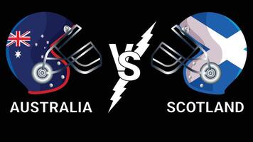 3D Illustration of Australia vs Scotland Cricket Helmets with Flags on Black Background vector