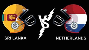 Sri Lanka Vs Netherlands 3D Illustration flags over cricket Helmet for Versus Match with Black Background vector