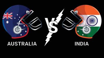 3d illustration of australia and india flags on cricket helmets for versus match with black background vector