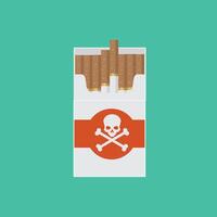 Cigarettes pack on green background vector