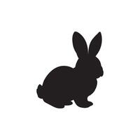 Rabbit silhouette. Easter Bunny. Isolated on white background. A simple black icon of hare. Cute animal. Ideal for logo, emblem, pictogram, print, design element for greeting card, invitation vector