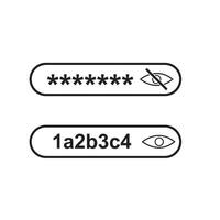 Viewable and hidden password input box icon set. vector