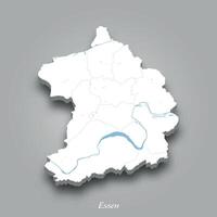 3D Map of Essen with Waterways Highlighted vector