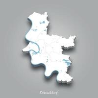 3D Map of Dusseldorf with Waterways Highlighted vector