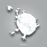 3D Map of Moscow with Waterways Highlighted vector