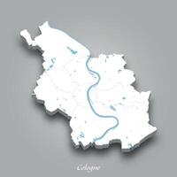 3D Map of Cologne with Waterways Highlighted vector