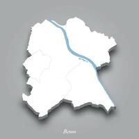 3D Map of Bonn with Waterways Highlighted vector