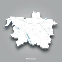 3D Map of Hanover with Waterways Highlighted vector