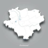3D Map of Dortmund with Waterways Highlighted vector