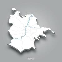 3D Map of Rome with Waterways Highlighted vector