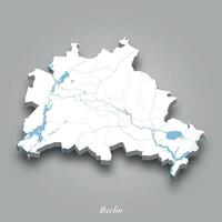3D Map of Berlin with Waterways Highlighted vector