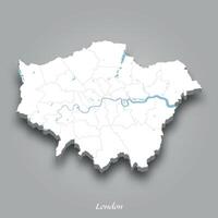 3D Map of London with Waterways Highlighted vector