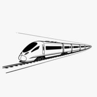 Minimalist Line Art of a High-Speed Train on Tracks vector