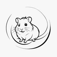 Line Art of a Cute Hamster vector