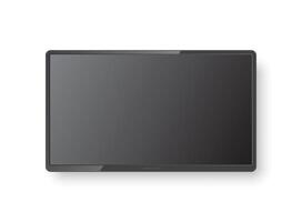Thin frame monitor mock up icon in flat style. TV display illustration on isolated background. Electronic gadget sign business concept. vector
