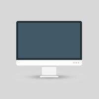 Thin frame monitor mock up icon in flat style. Computer display illustration on isolated background. Electronic gadget sign business concept. vector