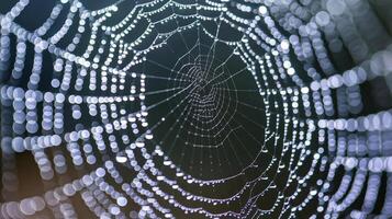 Close-up Spider Web with Dewdrops Natural Macro Photography for Nature Themes photo
