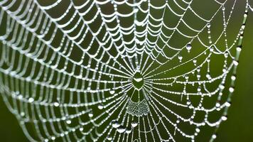 Close-up Spider Web with Dewdrops Natural Macro Photography for Nature Themes photo