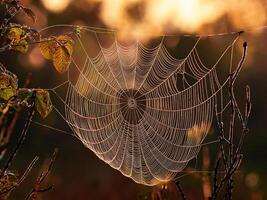 spider web with dew drops photo