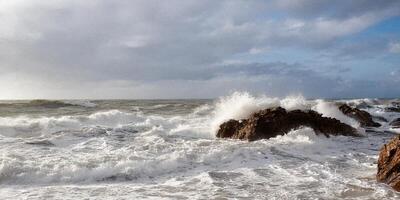 stormy sea, surf, beautiful sky photo