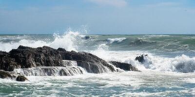 stormy sea, surf, beautiful sky photo