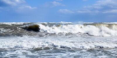 stormy sea, surf, beautiful sky photo
