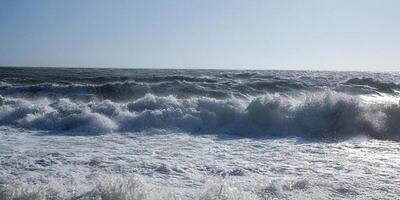 stormy sea, surf, beautiful sky photo