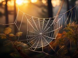 spider web with dew drops photo
