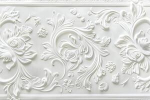White background with beautiful white embossed pattern. photo
