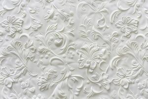 White background with beautiful white embossed pattern. photo
