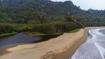 The coastline and lake in the tropical region are in one location. photo