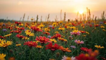 A Serene Scene with Buzzing Bees and Gentle Breezes photo