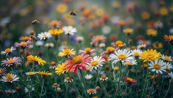 A Serene Scene with Buzzing Bees and Gentle Breezes photo